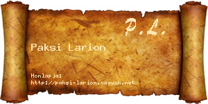 Paksi Larion névjegykártya